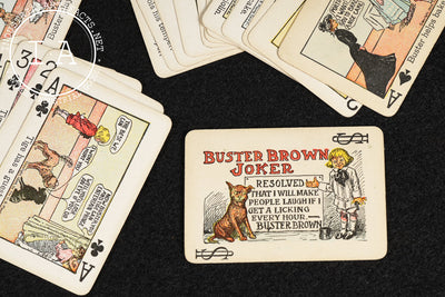 1900s Buster Brown Advertising Playing Cards with Case