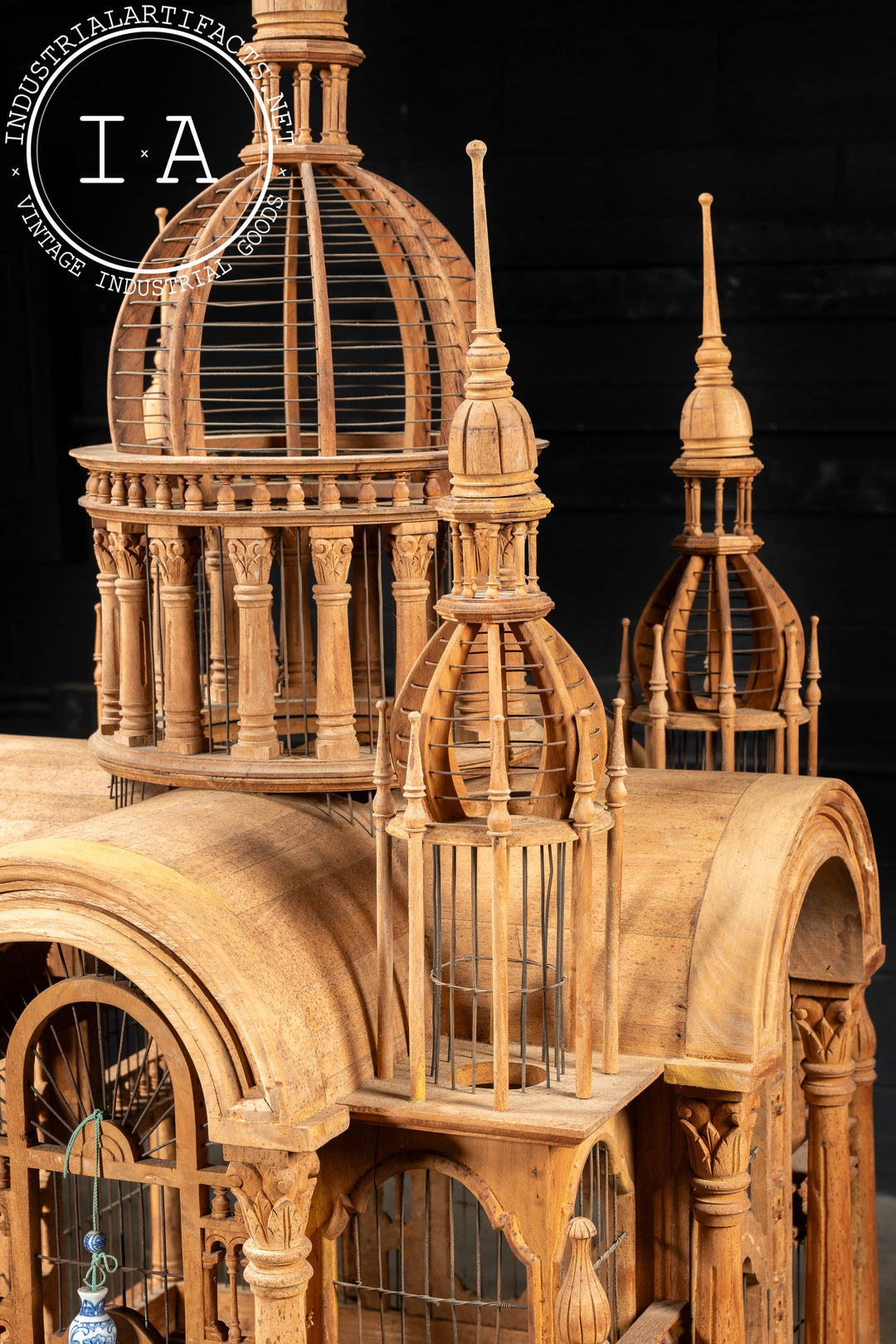 Antique Sacré-Cœur Basilica Bird Cage on Table – Industrial Artifacts
