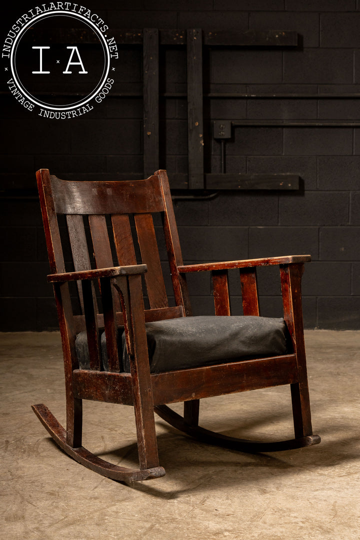 Auctions Rocking Chair With Leather Seat And Back 1920 Upholstered