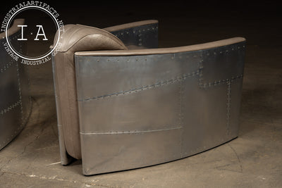 Vintage Pair of Aviator Chairs with Ottoman in Gray by RH