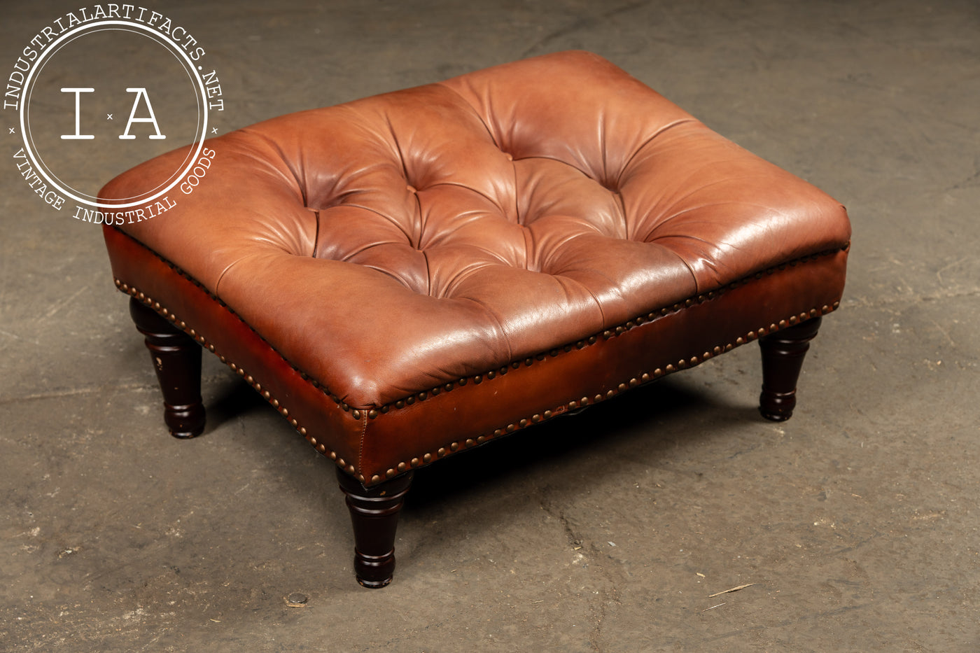 Tufted Chesterfield Sleepy Hollow Chair with Ottoman in Tan