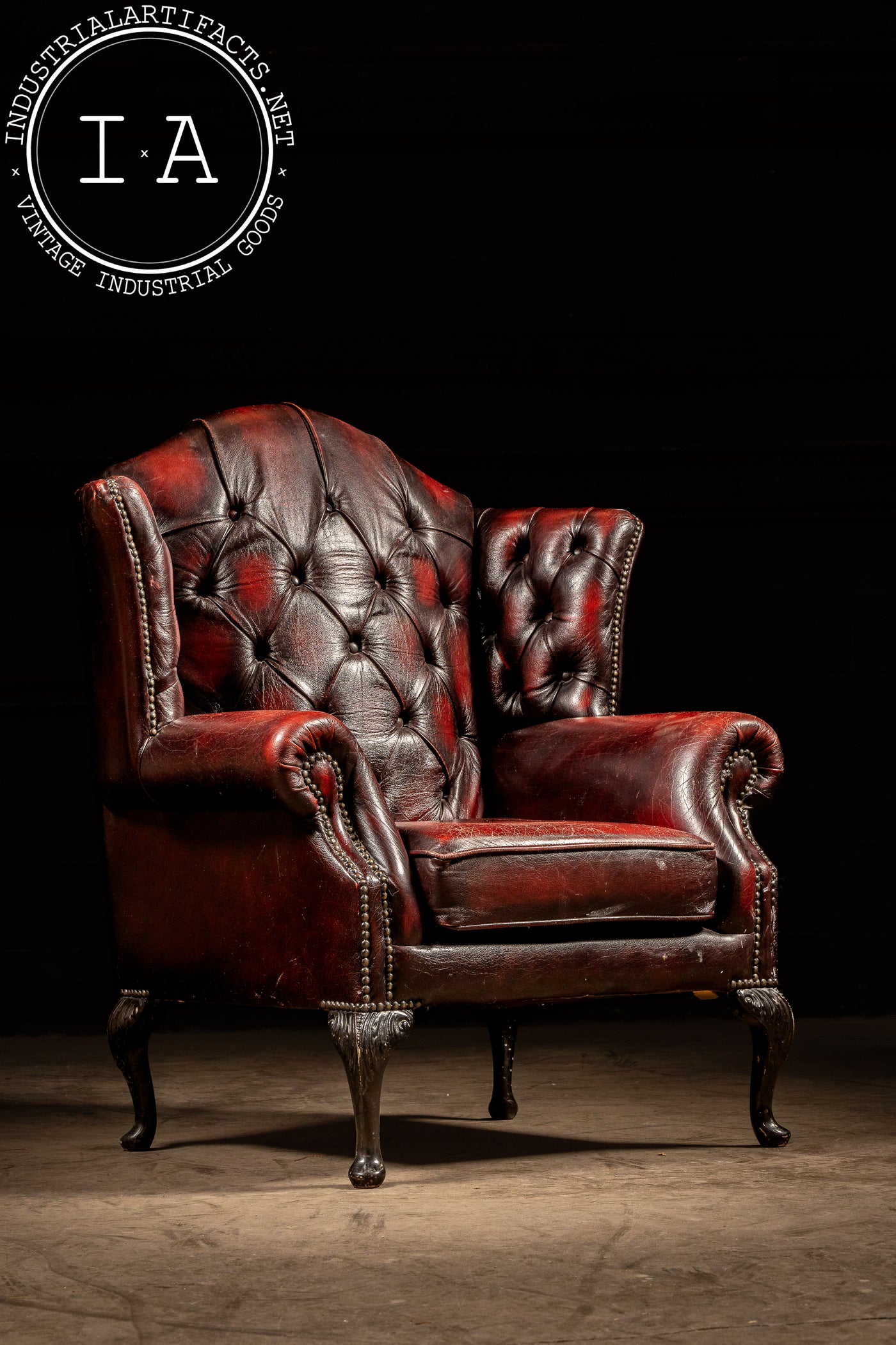 Vintage Tufted Leather Chesterfield Armchair in Oxblood