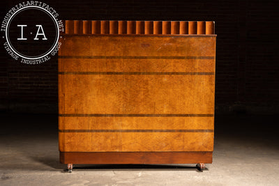 Vintage Art Deco Birdseye Maple Rolling Room Divider
