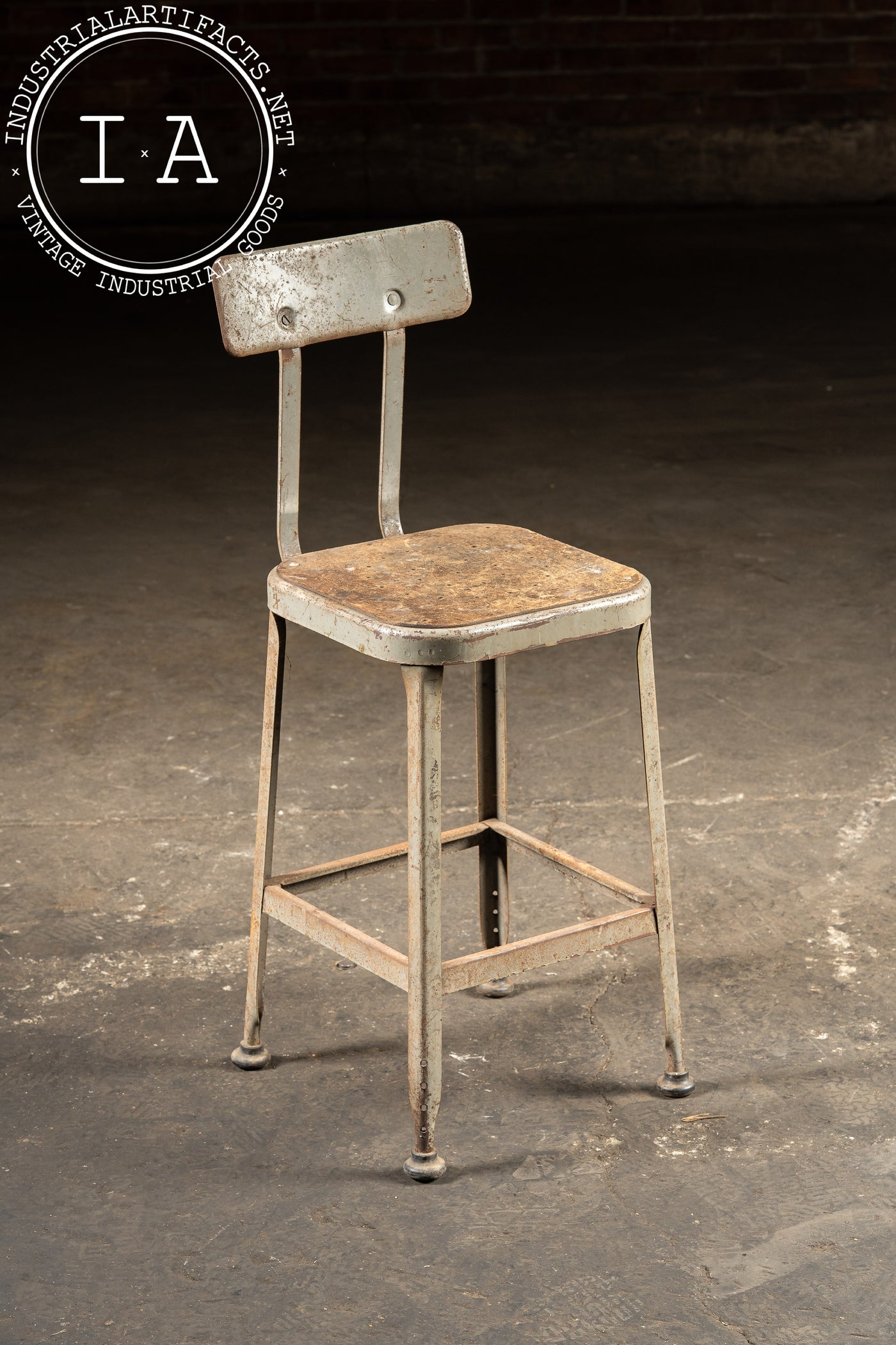 Vintage Industrial Steel Shop Stool