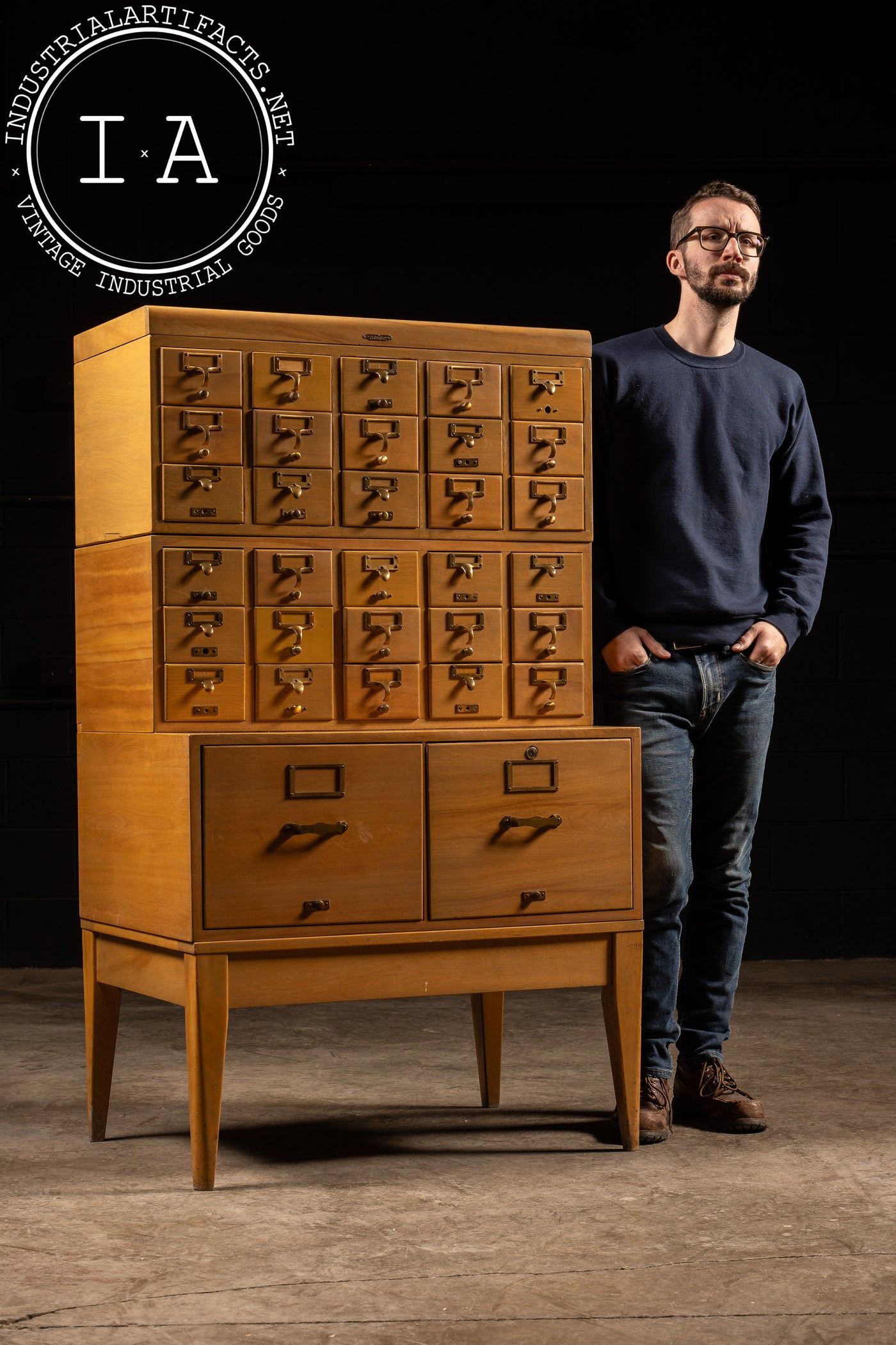 Mid-Century 32-Drawer Library Card Catalog