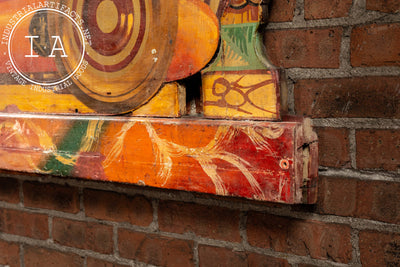 Vintage Double-Sided Art Deco Painted Carnival Ride Handrail Panel