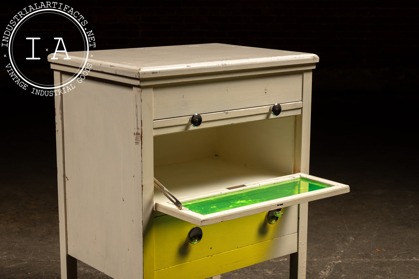 Antique Printer's Cabinet with Light-Safe Viewing Window by Hamilton