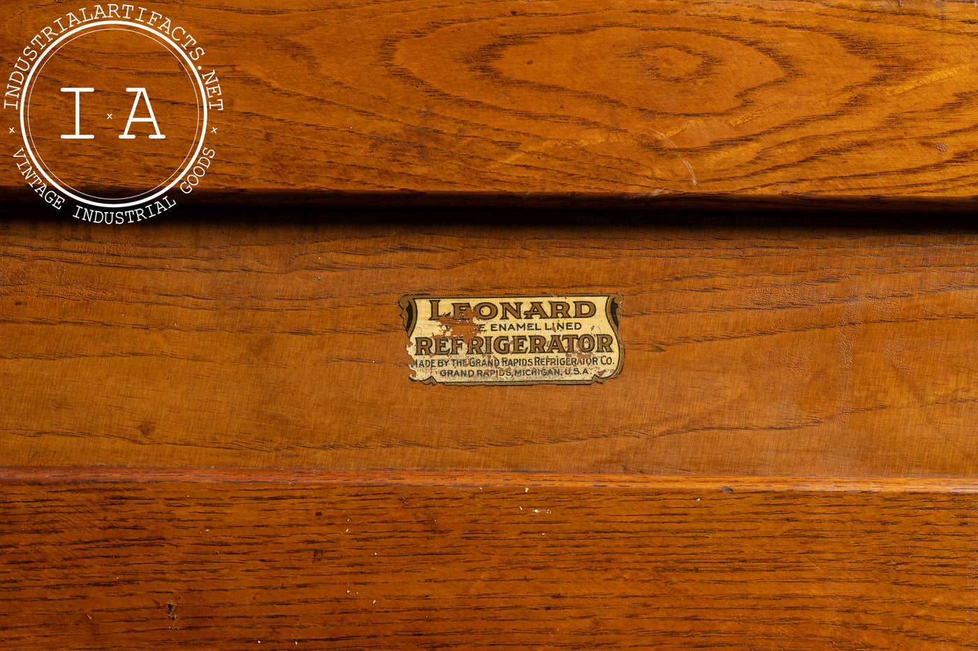 Early 20th Century Oak "Leonard" Refrigerator by Grand Rapids