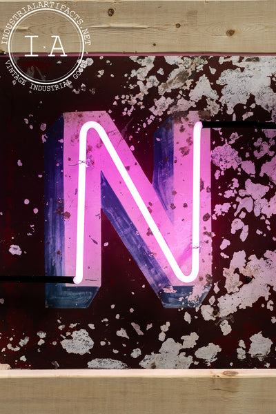 Vintage "Skating" Painted Tin Neon Sign