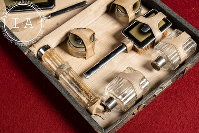 c. 1930s Art Deco 9-Piece Vanity Kit in Travel Case