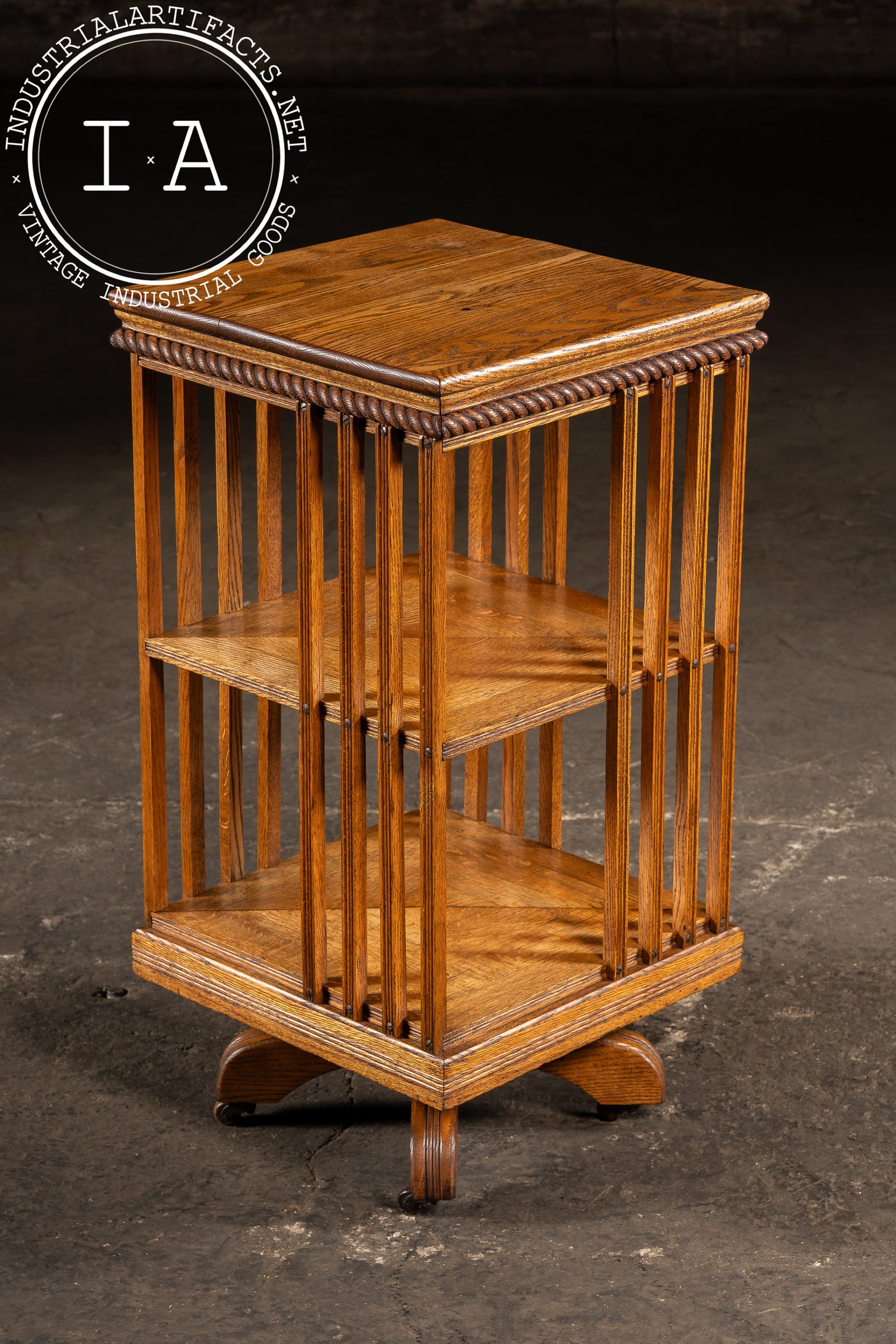 Vintage Oak Revolving Bookcase