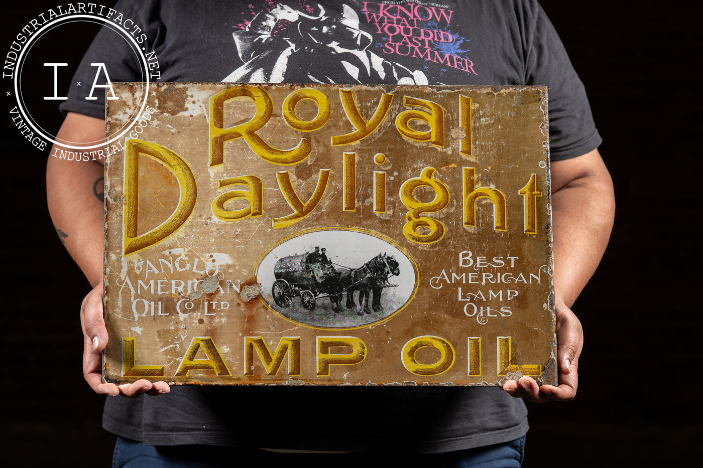Antique Royal Daylight Lamp Oil Double-Sided Porcelain Flange Sign