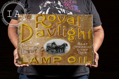 Antique Royal Daylight Lamp Oil Double-Sided Porcelain Flange Sign