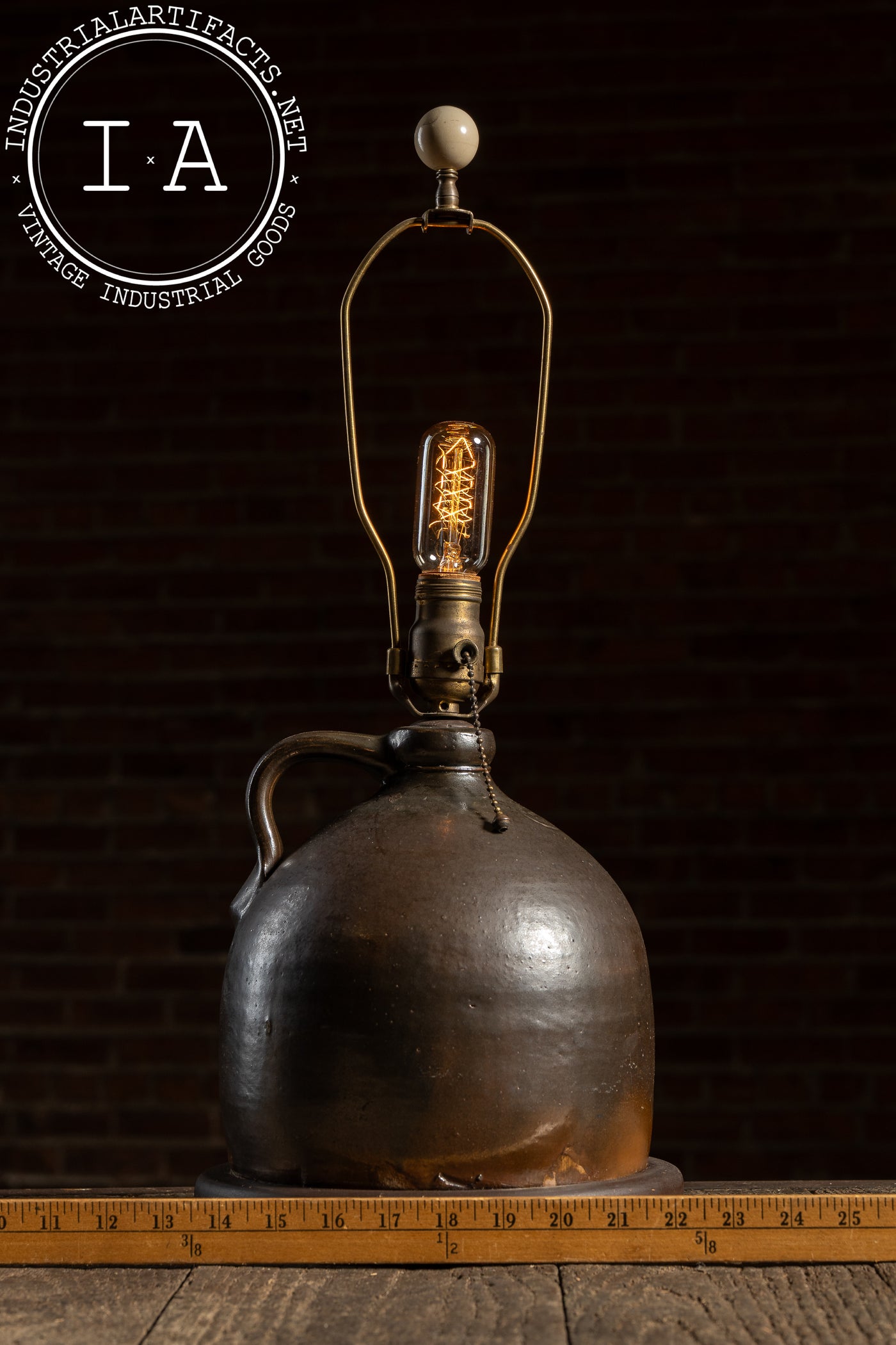 Rustic Converted Stoneware Crock Jug Lamp
