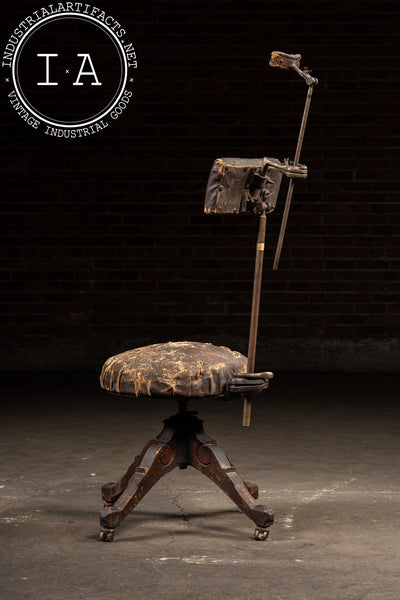 Antique Adjustable Rolling Dental Chair by O.C. White