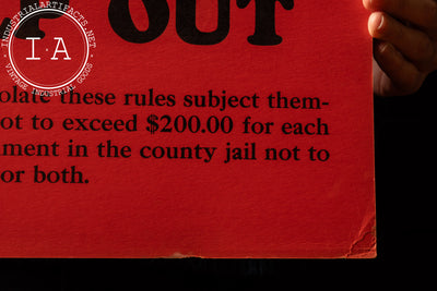 Vintage Cardstock Infantile Paralysis Quarantine Warning Sign