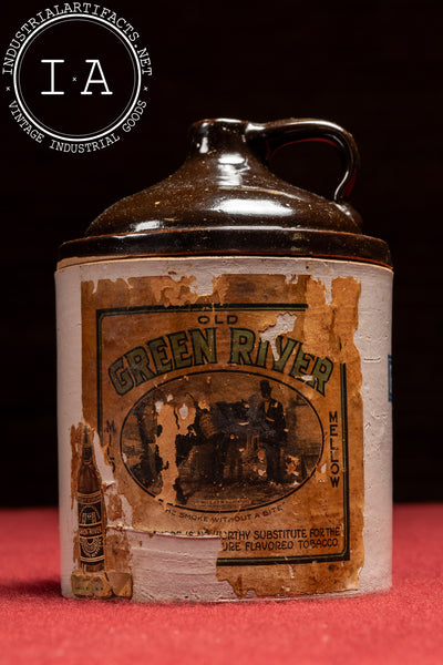Early 20th Century Old Green River Tobacco Stoneware Advertising Jug
