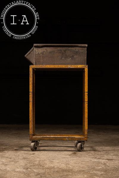 Vintage Industrial Rolling Cart with Storage