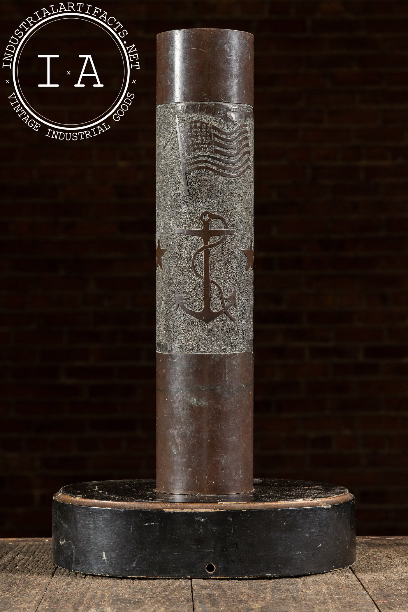 WWI-Era Engraved Trench Art Shell Casing Vase on Base