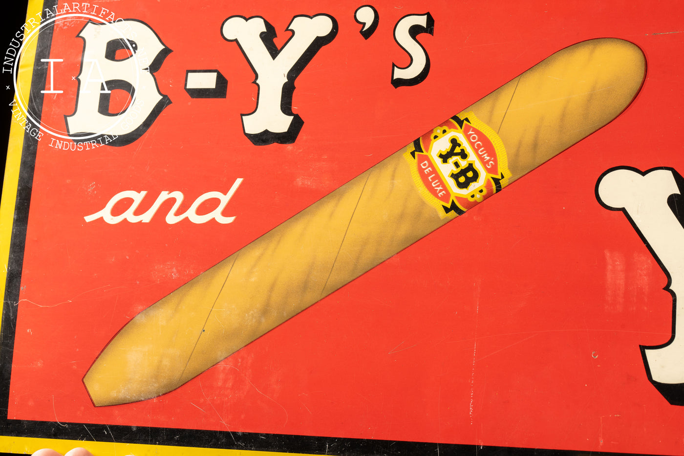 Vintage Y-B Cigars Tin Litho Advertising Sign