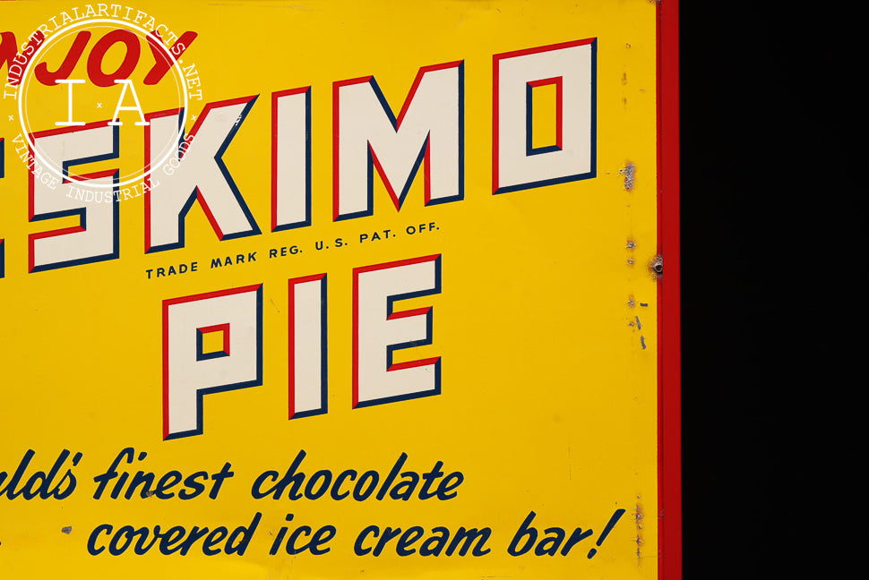 Vintage Eskimo Pie Framed Tin Litho Sign
