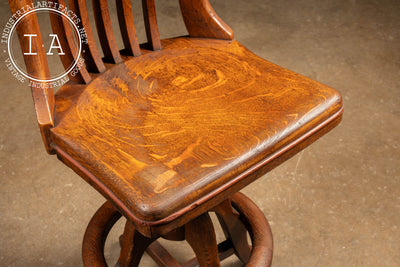 Vintage Wooden Bookkeeping Swivel Stool