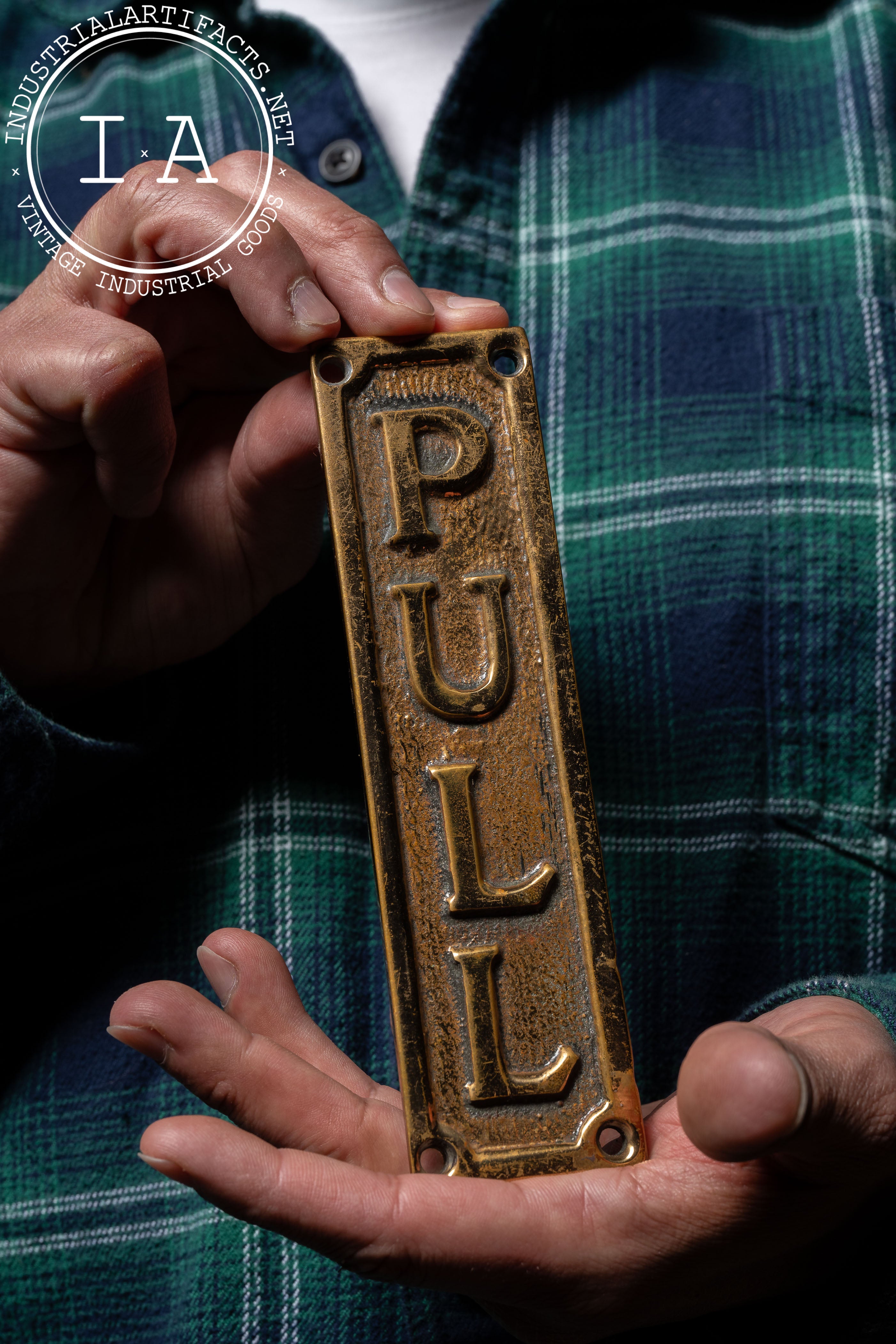 Rustic Pull Sign Vintage Cast Metal Door Pull Sign – Industrial Artifacts