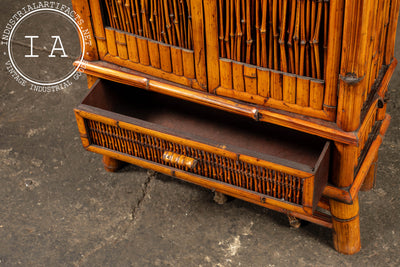 Early 20th Century Bamboo and Cane Armoire