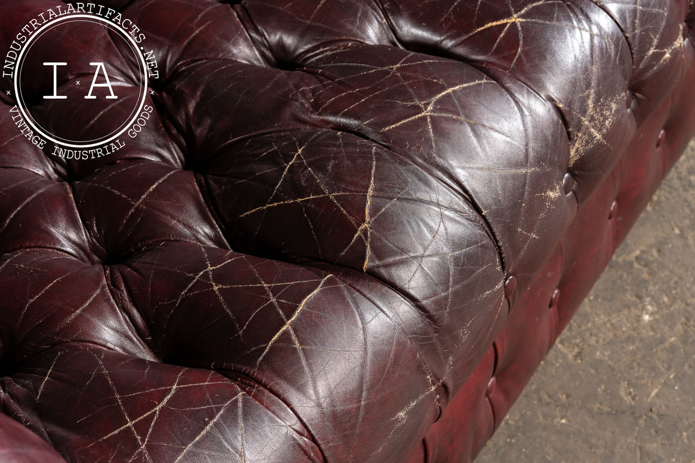Tufted Leather Chesterfield Loveseat in Oxblood