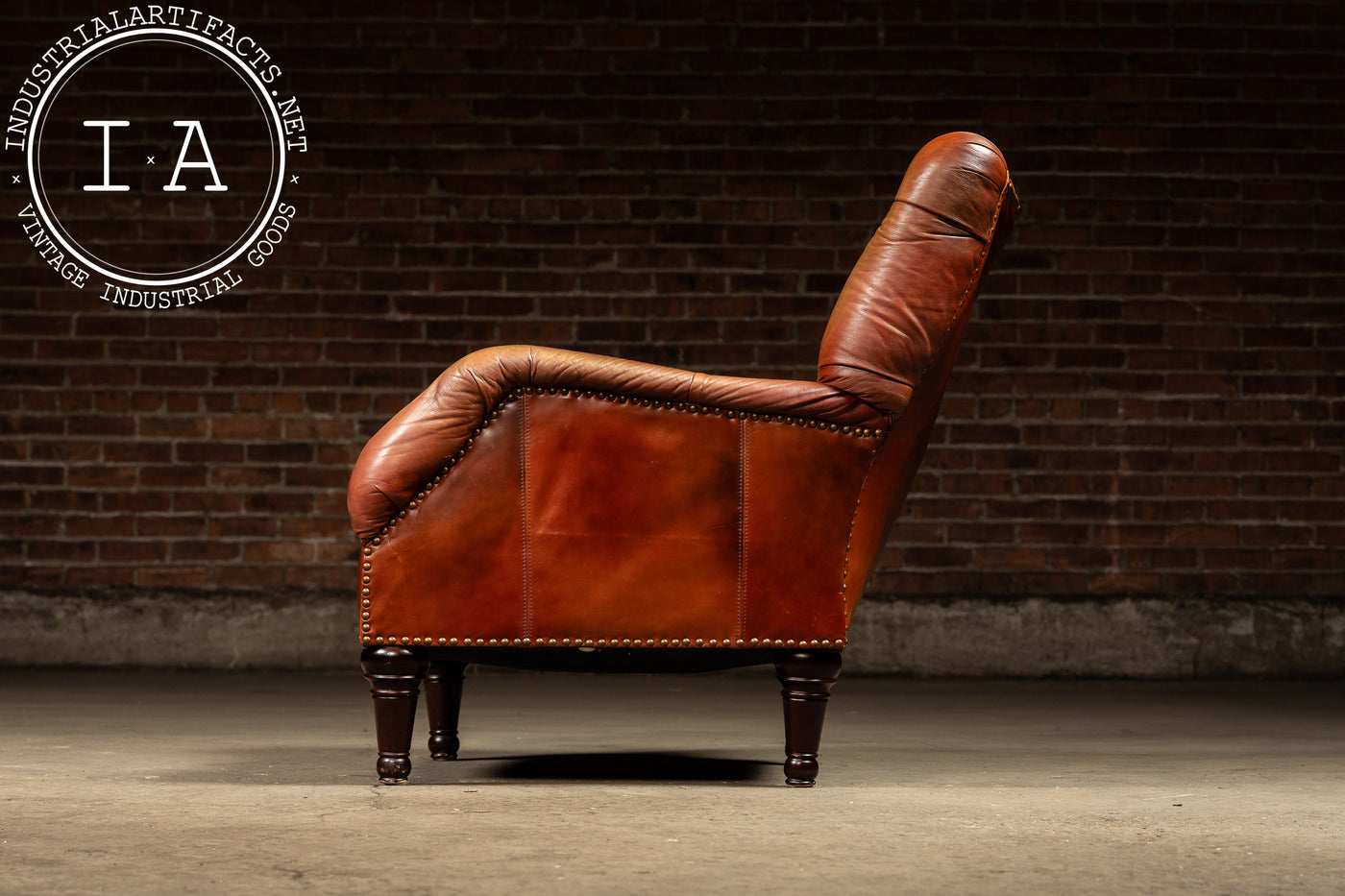 Tufted Chesterfield Sleepy Hollow Chair with Ottoman in Tan