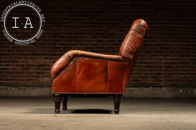 Tufted Chesterfield Sleepy Hollow Chair with Ottoman in Tan