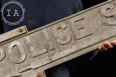 Early 20th Century Double-Sided Cast Metal Police Station Sign