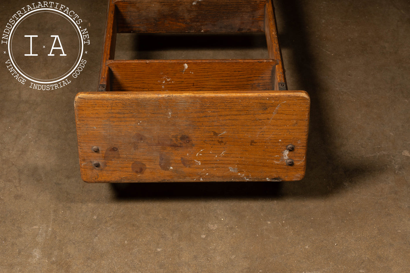 Antique Oak Rolling Library Ladder