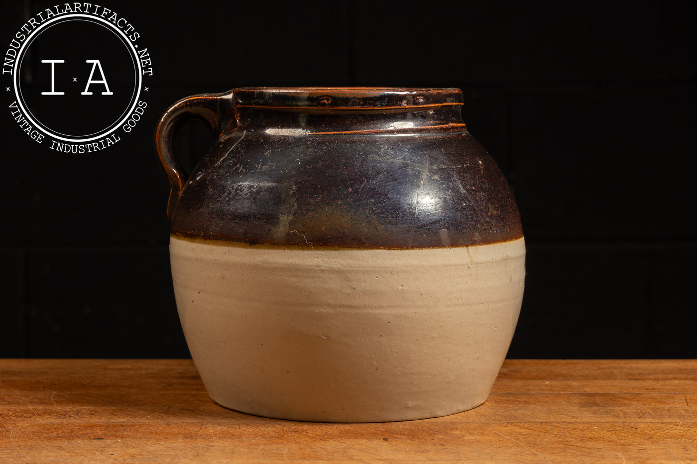 Vintage 2-Gallon Stoneware Bean Crock