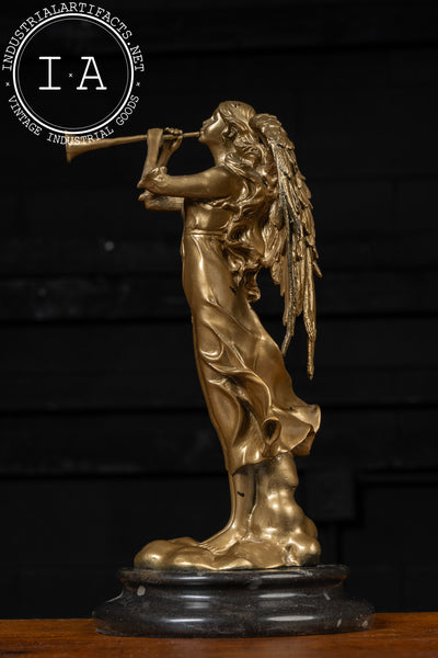 Angel | Auguste Moreau Bronze Sculpture On Stone, Signed