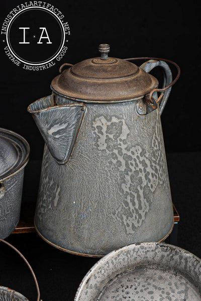 Vintage Six-Piece Graniteware Kitchen Set