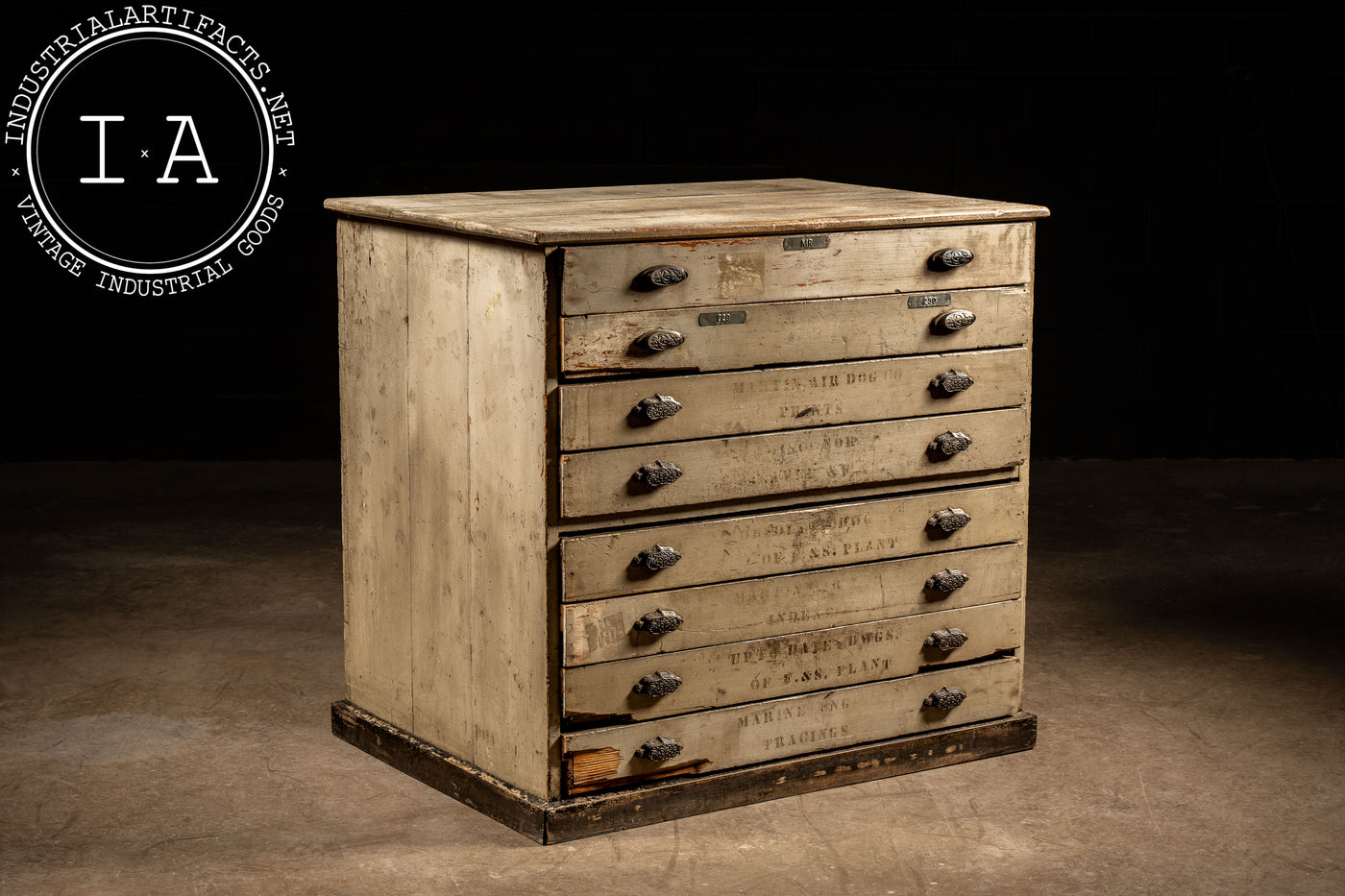 c. 1920 Painted Wooden Flat File