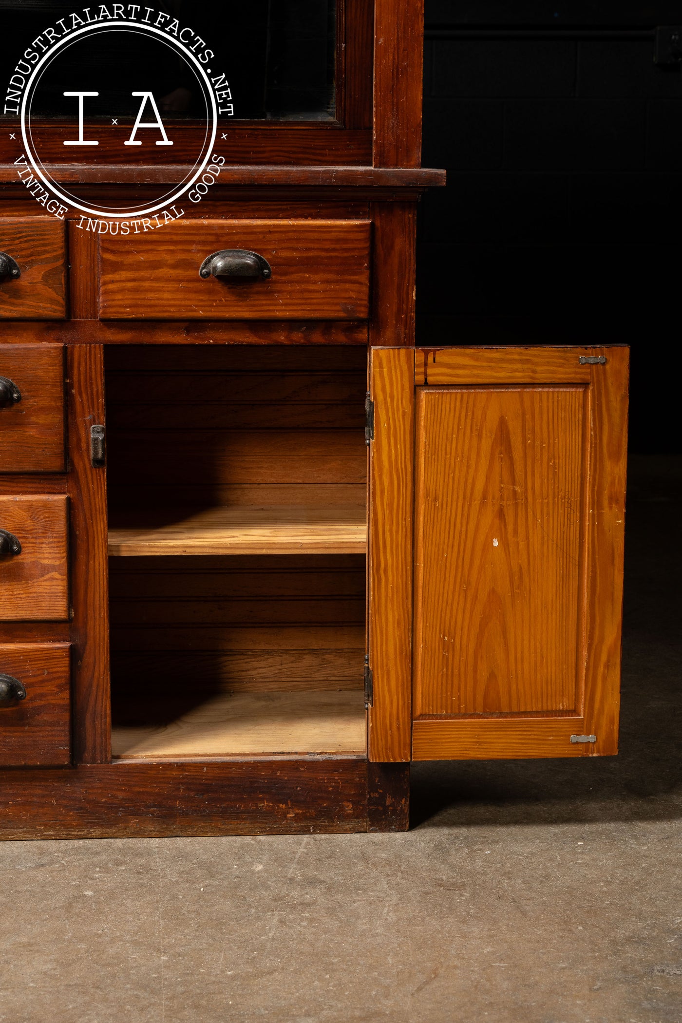 Antique Oak Farmhouse Hutch