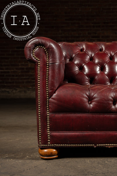 Vintage Tufted Chesterfield Sofa in Burgundy