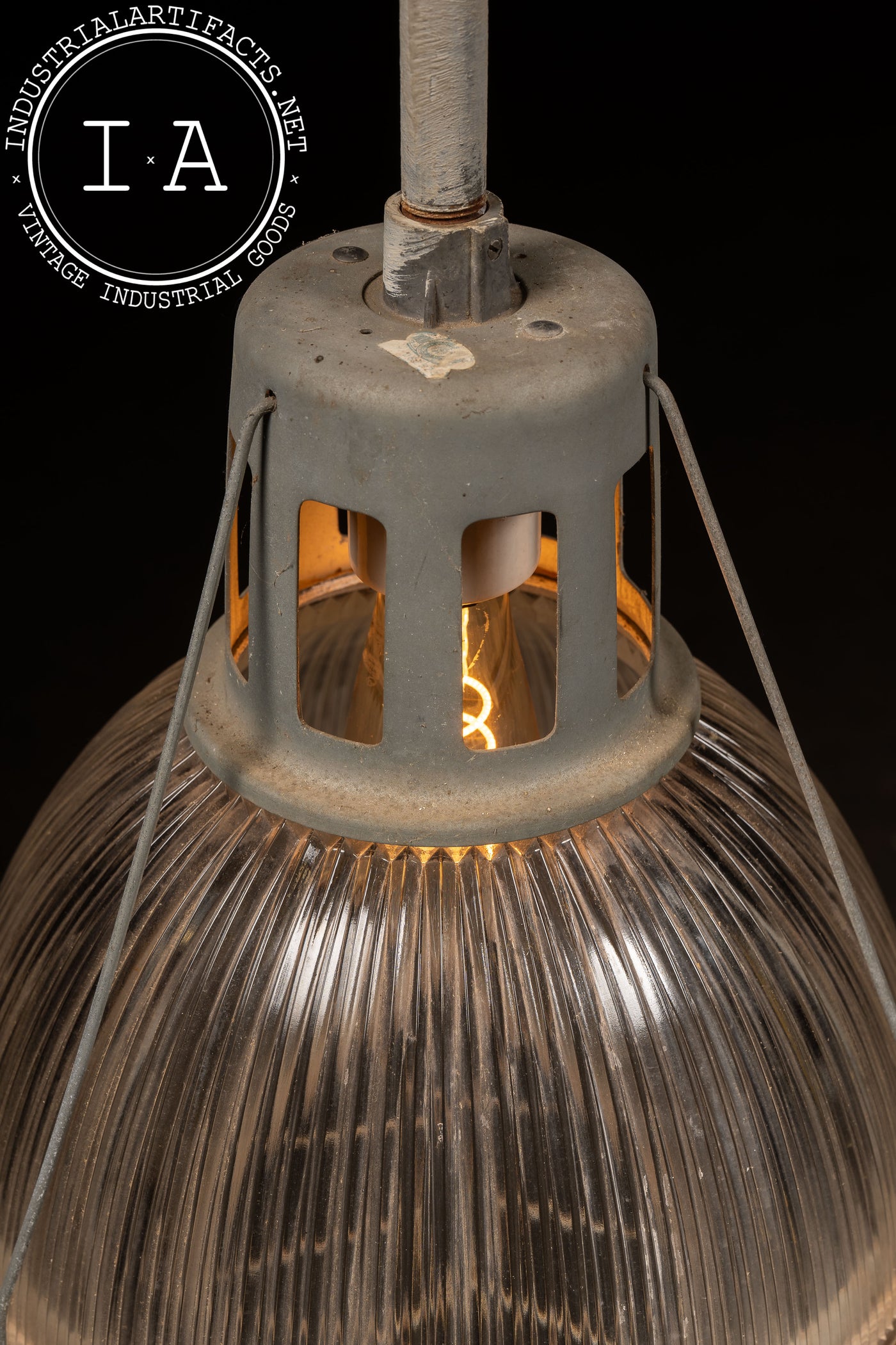 Vintage Industrial Holophane Ceiling Mount Light