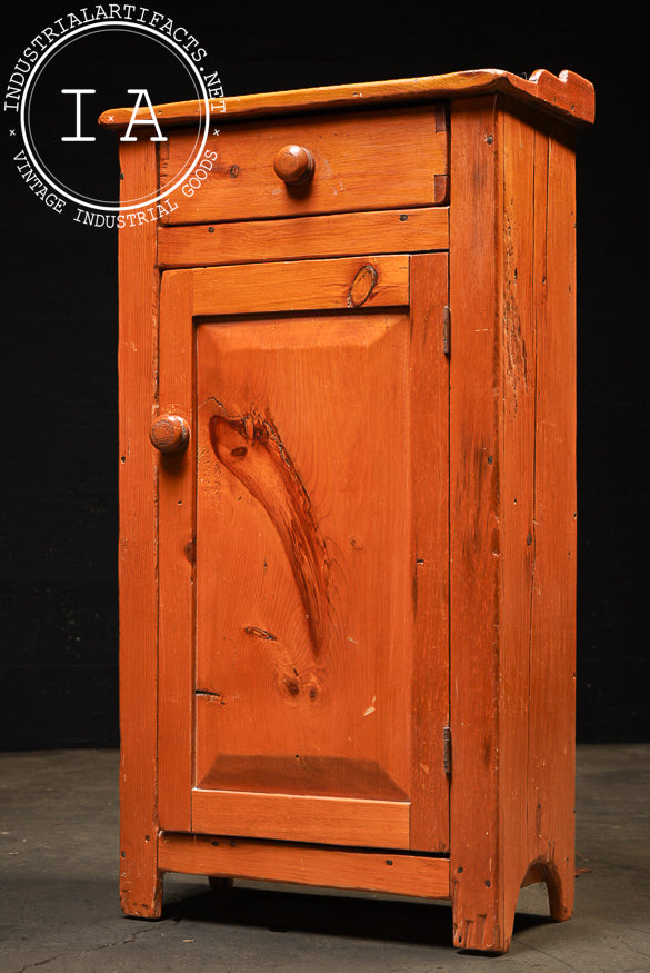 Antique Rustic Pine One-Door Cabinet