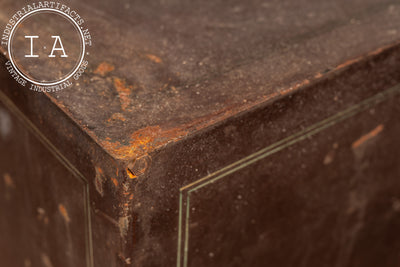 Antique 3-Drawer Heavy Riveted Steel Strongbox with Japanned Handles