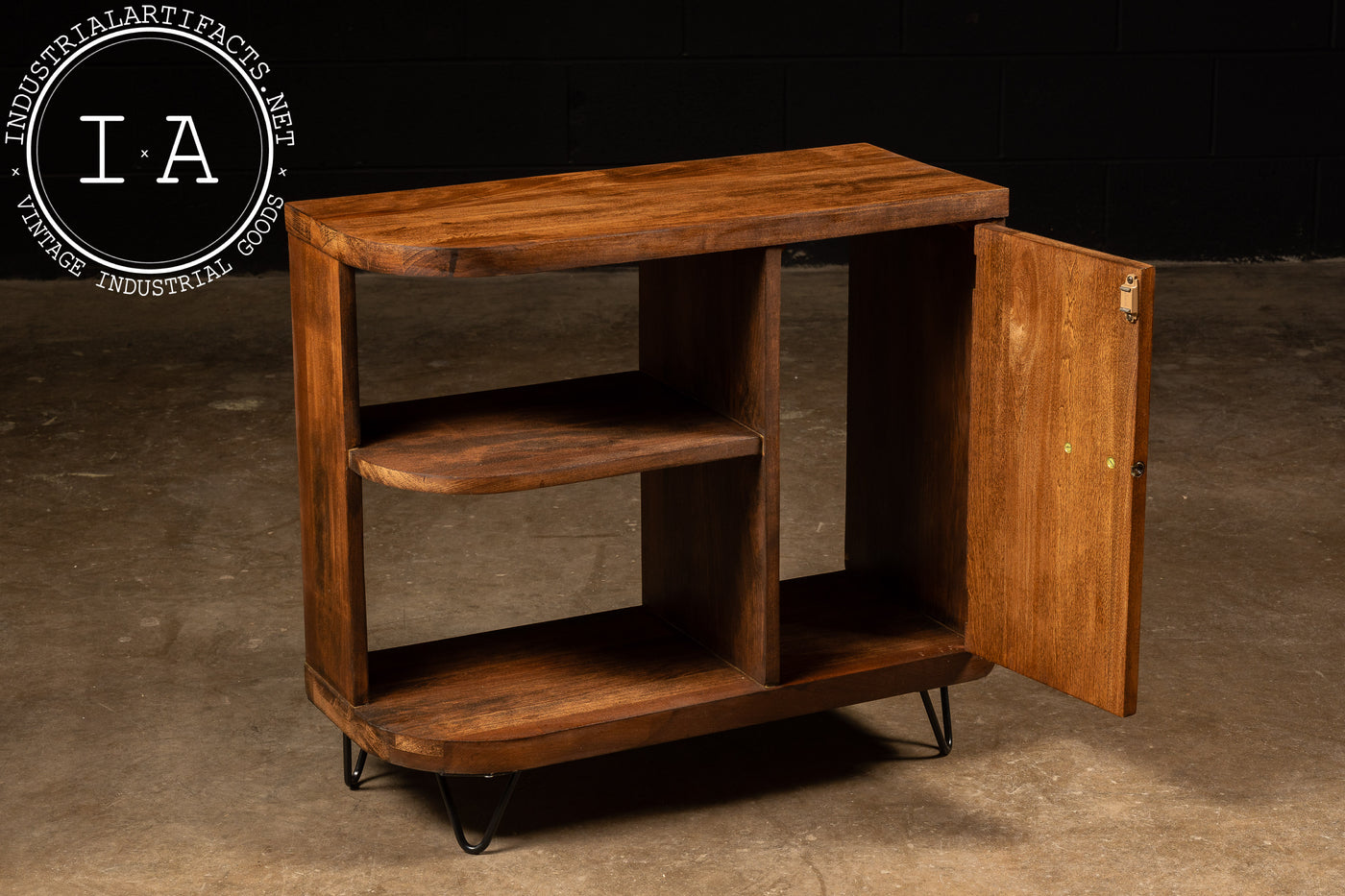 Mid Century Wooden Side Cabinet With Hairpin Legs