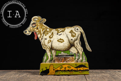 Vintage Tin Litho Mechanical Mooing Cow