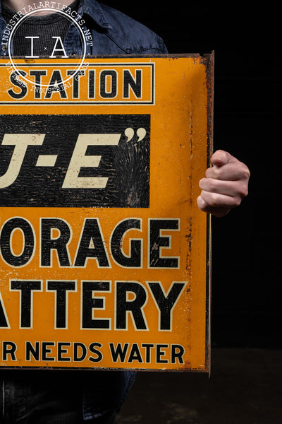 Early 20th Century "J-E" Storage Battery Flange Sign