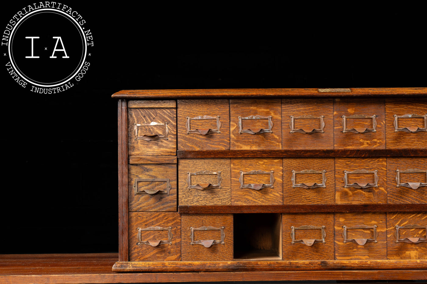 Early 20th Century Tiger Oak Puzzle Box Card Catalog