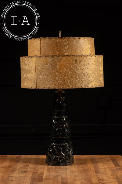 Mid-Century Porcelain Table Lamp In Black