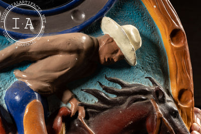 Vintage Western-Inspired Cowboy Carousel Panel with Mirror