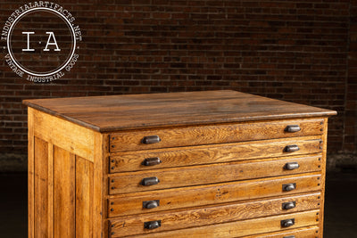 Massive Early 20th Century Oak 13-Drawer Flat File Cabinet