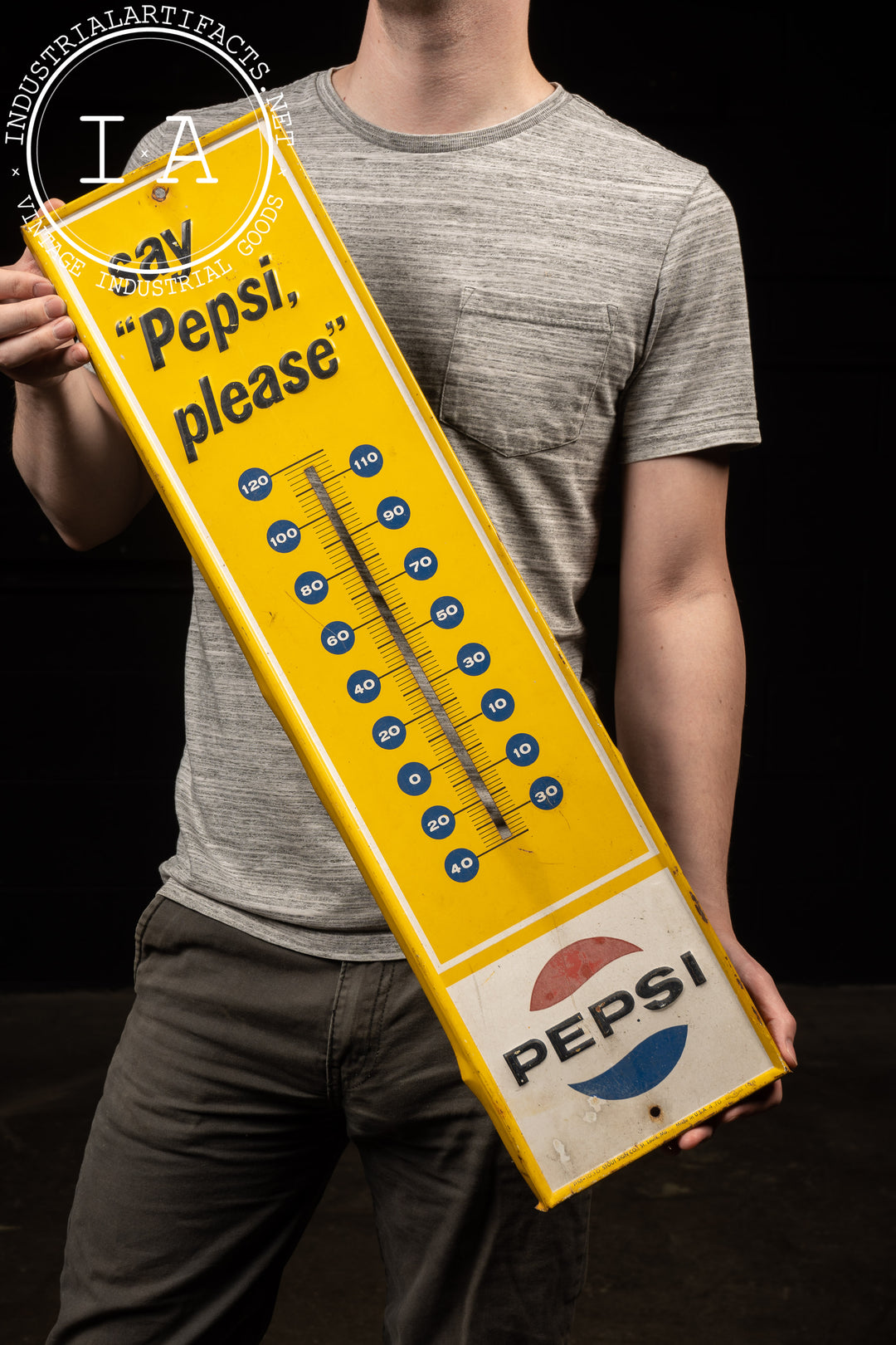 Vintage Pepsi Thermometer Advertising Sign Frame – Industrial